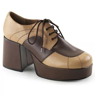 1970s Brown Platform Shoes Mens 70s Disco Platforms Repro Fancy Dress Footwear • £149.99