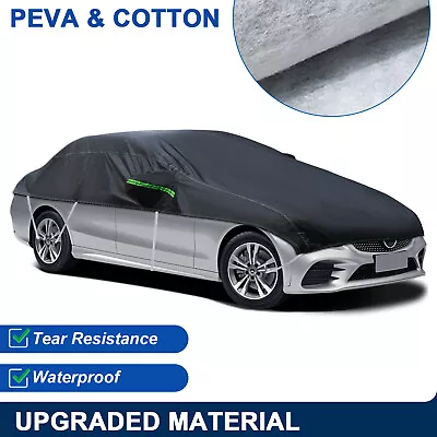 Half Car Cover PEVA+Cotton Windshield Snow Ice Cover Fit Sedan SUV Waterproof  • $32.99
