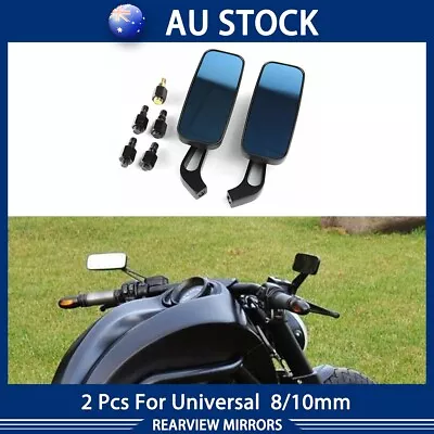 Universal Motorcycle Bike Rearview Side Mirrors 8/10MM Classic Aluminum Black • $20.89