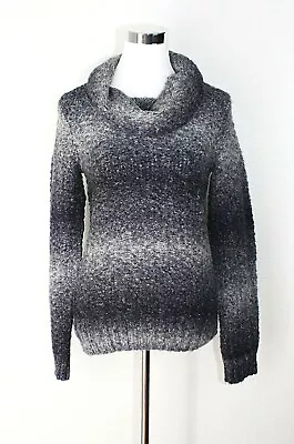 NWT S. OLIVER Casual Knit Pullover Top Sweater Gray Beige Boucle Cowl Neck L #03 • $13.25