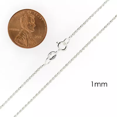 Real Solid Sterling Silver Diamond Cut Rope Chain Mens Boys Bracelet Or Necklace • $9.99