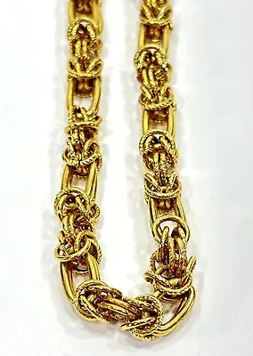 Vintage Les Bernard Gold Tone Choker Necklace Knotted Rope Stations • $49.97