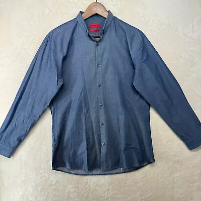 Hugo Boss Mens Size M Blue Denim Slim Fit Long Sleeve Casual Shirt • $29.99