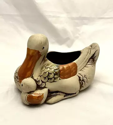 Clay Mother Duck & Baby Planter Vintage EUC Possible Morton Pottery • $15