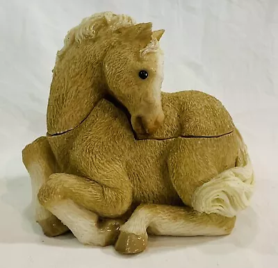 Vtg 90s United Designs Resin Trinket Box Palomino Foal Made In The USA • $10