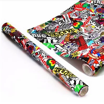 50x152cm Self Adhesive Car Sticker Bomb Wrap Sheet Panda Cartoon Graffiti Decal • $24.99