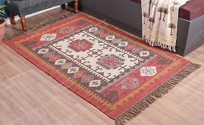 Indian Village Traditional Art Runner Rug Kilim Dhurrie Indoor Outdoor Runner • $294.24