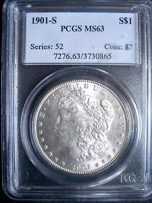 1901-S Morgan Dollar PCGS MS-63 Lustrous Rare Date High Grade++++ • $1575