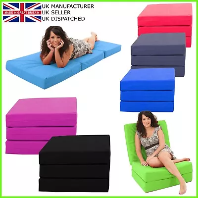 £59.95 • Buy GILDA Adult Pouffe Fold Out Futon Single Guest Z Bed Chair Mattress Sofa Bed NEW