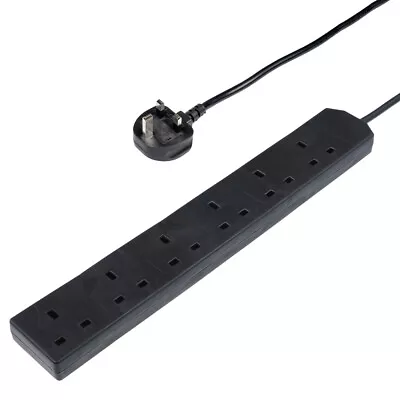 £6.99 • Buy 6 Way Mains Extension Gang Socket Power Lead 0.5M Metre Cable 13A Amps Black