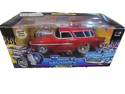 Muscle Machines '55 Chevy Nomad Burgundy Red 1:18 Diecast • $69.95