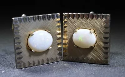 Vintage Swank Australian Opal Cuff Links Gold Tone • $59.99