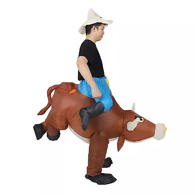 Inflatable Bull Costume For Adults Funny Blow Up Bull Rider Costume With Blo♡ • $55.59