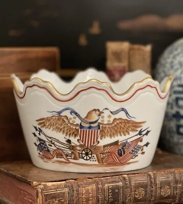 Patriotic Mottahedeh Canton Red White Monteith Eagle Flag Planter Cachepot 5.6” • $196