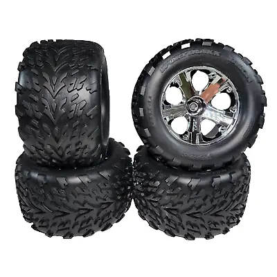 Fits Traxxas Stampede XL5 Tires & Wheels Silver VXL 2wd Monster Truck 12mm Hubs • $37.99