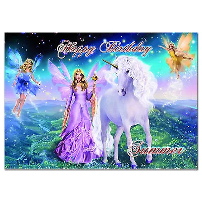 C249; Large Personalised Birthday Card; Custom Made For Any Name; Unicorn Fairy • £3.99