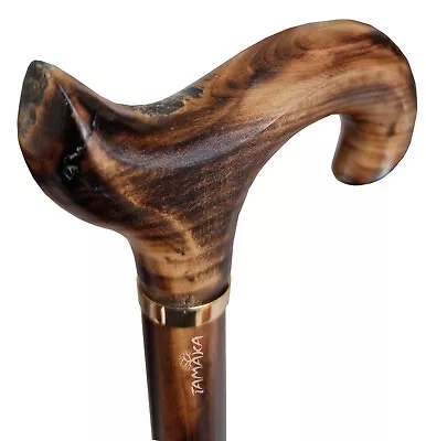 TAMAKA Gents Handcrafted Scorched Derby Handle Wooden Walking Stick Cane - (37 ) • £19.97