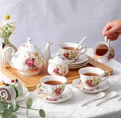 English Porcelain Tea Set Floral Vintage Style China Teapot Wedding Gift For Her • $86.97