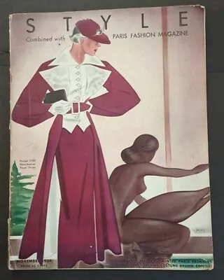 STYLE Combined W/ PARIS FASHION MAGAZINE Nov 1934 Patterns ART DECO Schiaparelli • $21.50