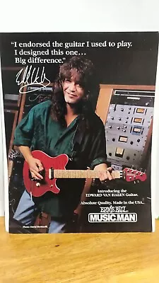 EDDIE VAN HALEN MUSICMAN ERNIE BALL GUITAR 1992 PRINT AD 11 X 8.5  Z5 • $7.95