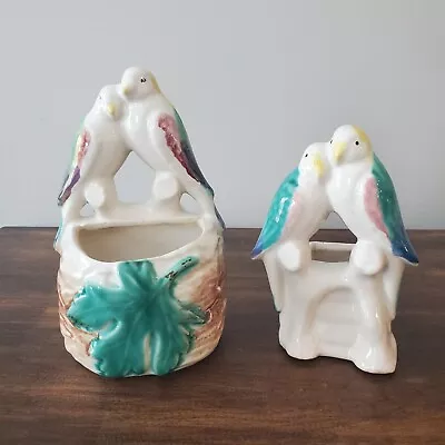 VTG Set Of 2 Morton Pottery Ceramic Planters Love Birds One Wall Pocket  • $35