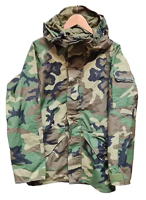 Genuine US Army Woodland Camo Gore-Tex ECWCS Parka Jacket Small Long SL  #278 • £109.95