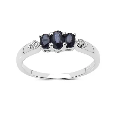 £28.99 • Buy Small Sterling Silver 3 Stone Sapphire Engagement Ring Size Hijklmnopqrstuv