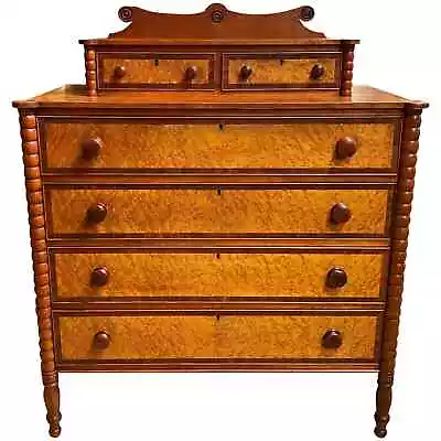 19th Century Sheraton Birdseye Maple Chest Probably NH Origin • $1820