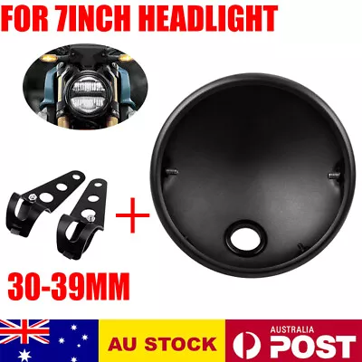 7inch Motorcycle Headlight Headlamp Housing Shell Cover Bucket + Bracket Black • $44.60