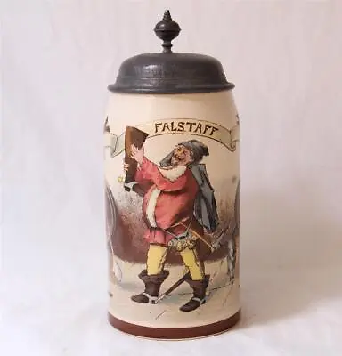 Antique Mettlach Villeroy&Boch Beer Stein #1909/983 PUG Falstaff W/Boot C.1896 • $165