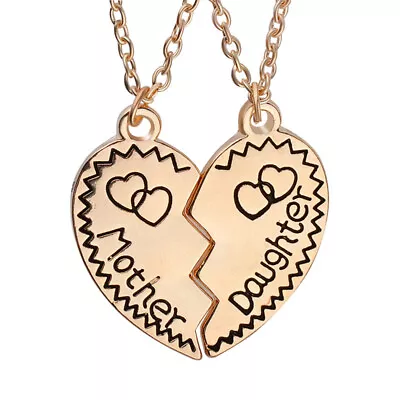  Mother Daughter Matching Puzzle Broken Heart Pendants Set Mom Jewelry Gift From • $8.36