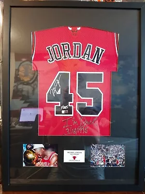 *michael Jordan Chicago Bulls $45 Signed Framed Red Jersey Hologram Validation* • $1499.99