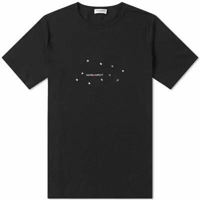 £260 • Buy Saint Laurent Constellation Stars Archive Logo Black Tee/T-shirt