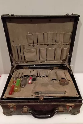 Vintage Lineman Bell Systems B Telephone Lineman Tool Box W/ Tools • $60