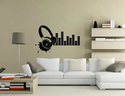 Headphone Earphone Music Wall Quotes Wall Art Living Room Wall Stickers UK 50S • £5.81