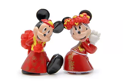 Disney Mickey Minnie Mouse Chinese Wedding Cake Topper (Set Of 2pc) 2-1/4  Tall • $6.99