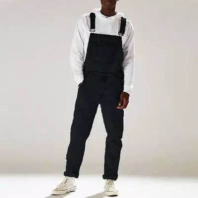 Mens Overalls Denim Jeans Casual Cargo Dungarees Slim Fit Casual Jumpsuit Pants • $43.99