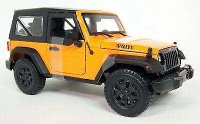 Maisto 1/18 - Jeep Wrangler Willys 2014  Orange - Diecast Scale Model Car • £39.99