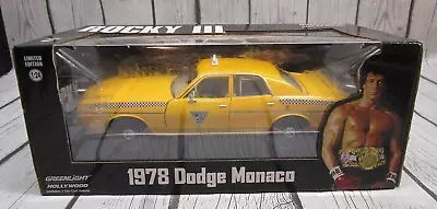 1978 Dodge Monaco Taxi Yellow  Rocky Iii  1/24 Diecast Model Greenlight 84161 • $34.95