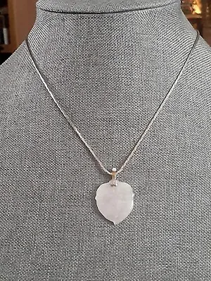 Vintage Clear Carved Quartz Acorn Pendant Silvertone Necklace • $15.99