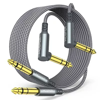 1/4 Inch TRS Instrument Cable 10ft 2-Pack90 Degree Right-Angled To Straight 6.3 • $22.50