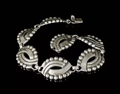 Hector Aguilar Mexican 940 Silver Bracelet ~ Taxco “masks” Design • $365