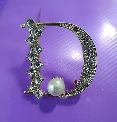 £8.99 • Buy Elegant Luxury Brooch Jewellery Pearl English Letter D