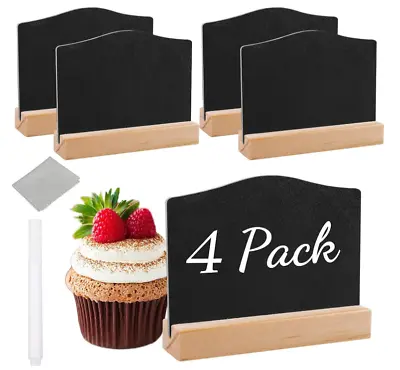 4 Mini Chalkboards Blackboard Signs For Price Food Label Memo Place Cards • £5.95