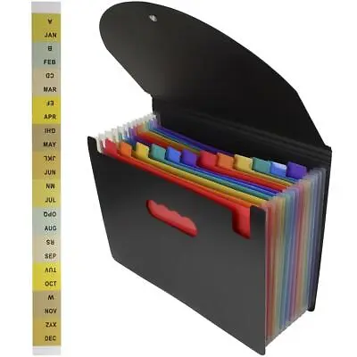 A-Z Month A4 Concertina Expanding File Accordion Folder Organiser Wallet Pockets • £8.99