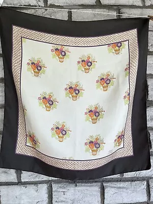 Liberty Of London Vintage Square 100% Silk Scarf With Floral Motif • $18.99