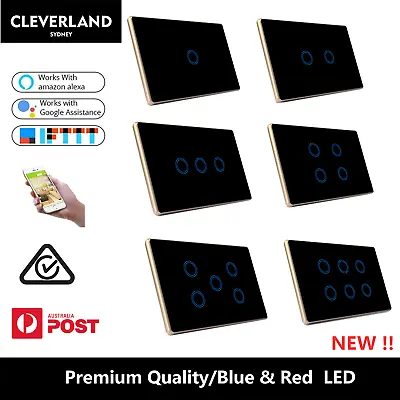 AU Approved Smart Home WiFi Light Switch Touch Panel 1/2/3/4/5/6 Gang APP Remote • $72.50