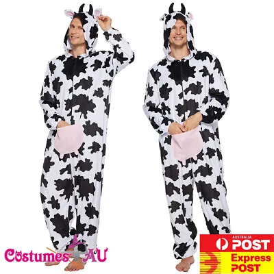 Mens Milk Cow Costume Animal Zoo Party Farm Bucks Night Hens Party Jumpsuit • £29.76