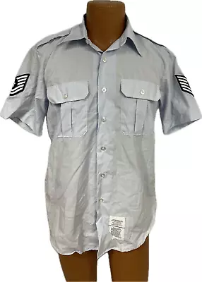 MEN'S SIZE 16 USAF TSGT Rank US MILITARY DRESS BLUE SHORT SLEEVE UNIFORM SHIRT • $19.99