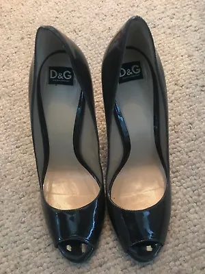 Ladies D&g Patent Open Toe Heel Shoes Size 39 ... Made In Italy ..stunning... • £50